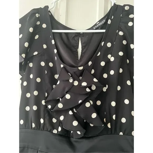 Express black and beige polka dotted dress 4 - Picture 2 of 6